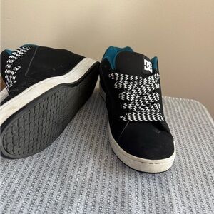 DC Black Skate Sneakers with Teal Accents